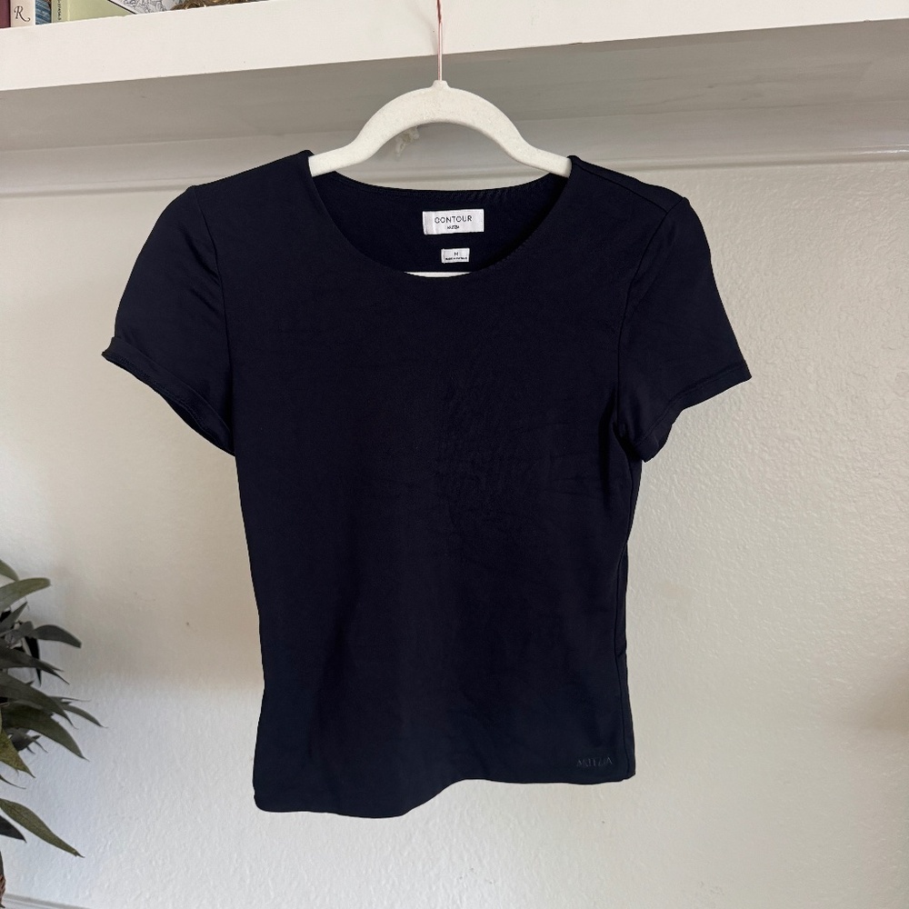 Aritzia Contour Crewneck Short Sleeve Shirt Black